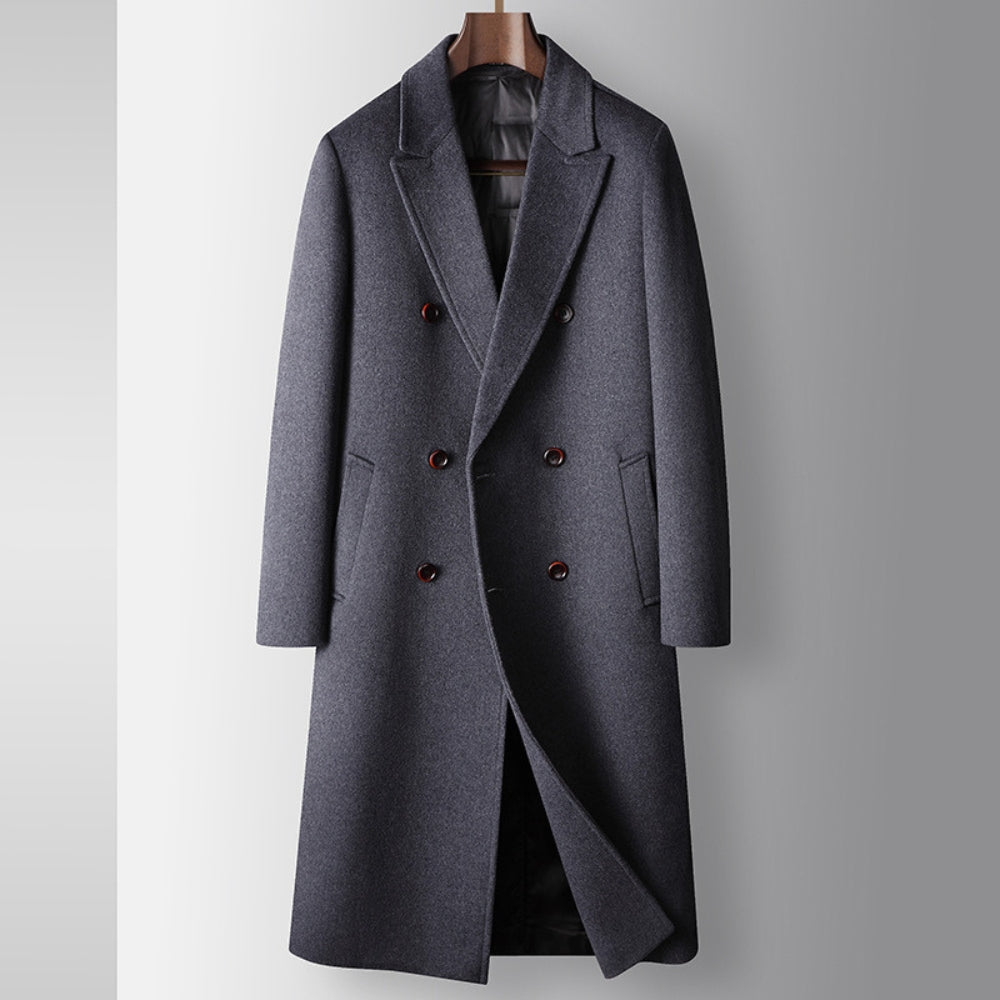 Old Money Double-Breasted Wool Windbreaker Coat