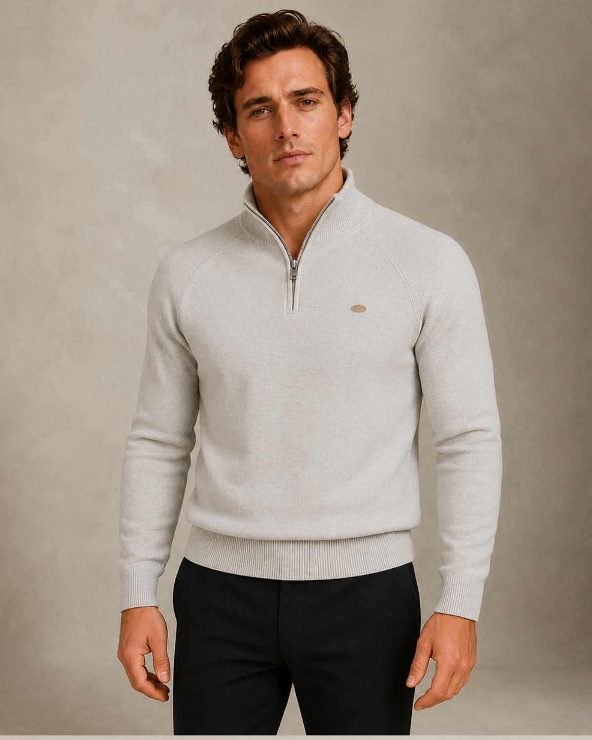 Quarter-Zip Sweater Grey — Norwood Fairfax