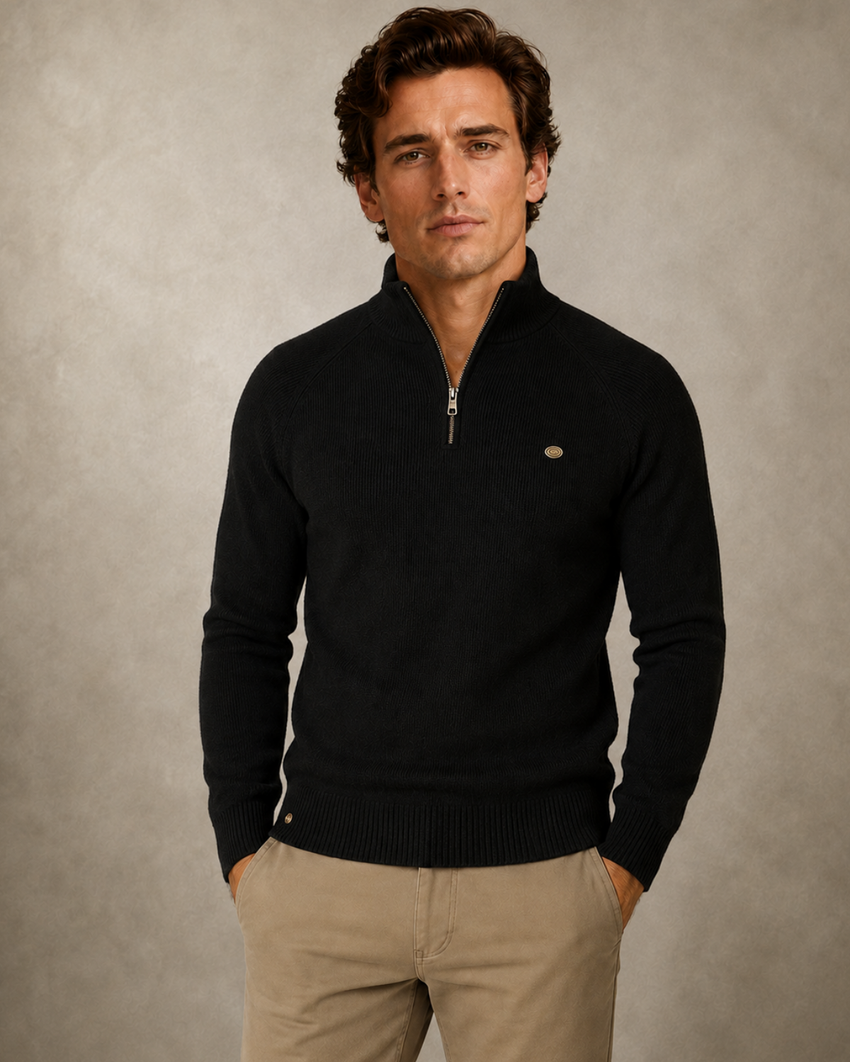 Quarter-Zip Sweater Black — Norwood Fairfax