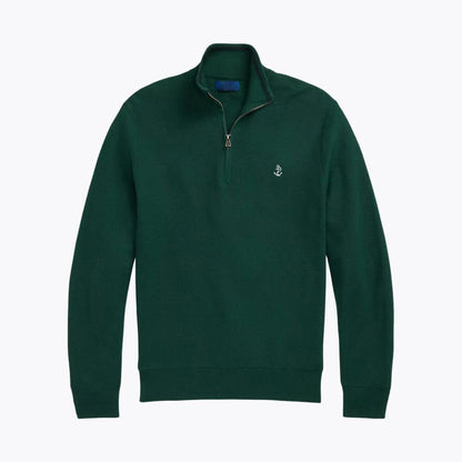 Mesh-Knit Cotton Quarter-Zip Sweater
