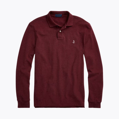 Mesh Long-Sleeve Polo Shirt