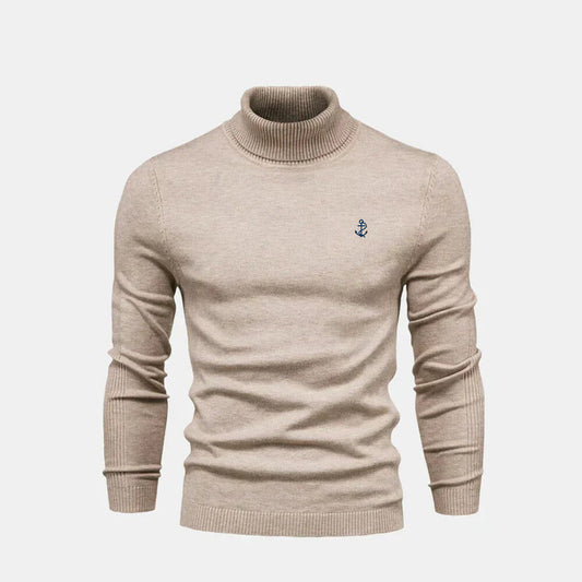 Turtleneck Cable-Knit Wool Knit Sweater