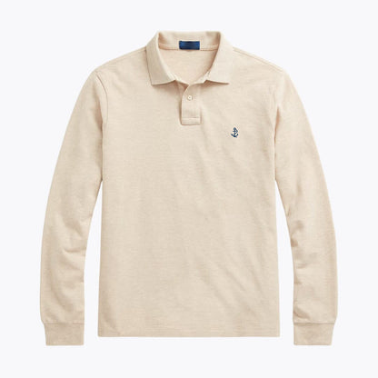 Mesh Long-Sleeve Polo Shirt