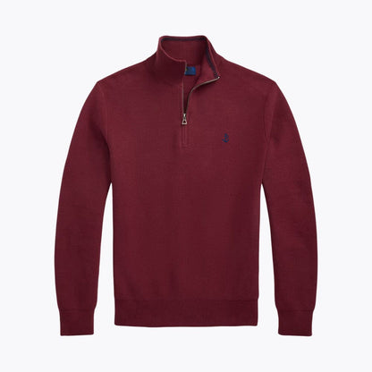 Mesh-Knit Cotton Quarter-Zip Sweater