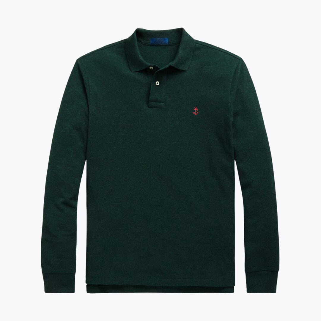 Mesh Long-Sleeve Polo Shirt
