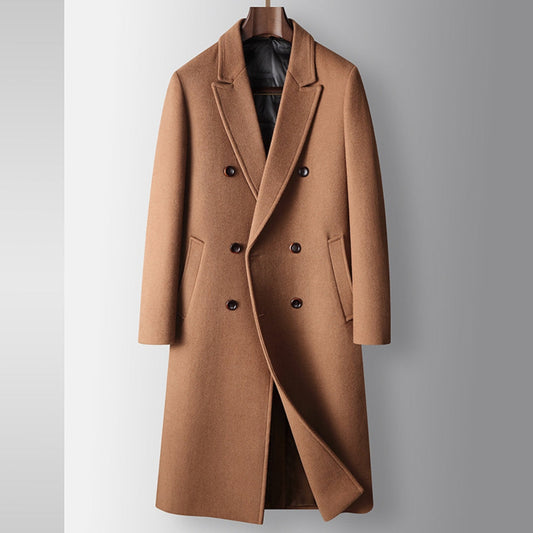 Old Money Double-Breasted Wool Windbreaker Coat