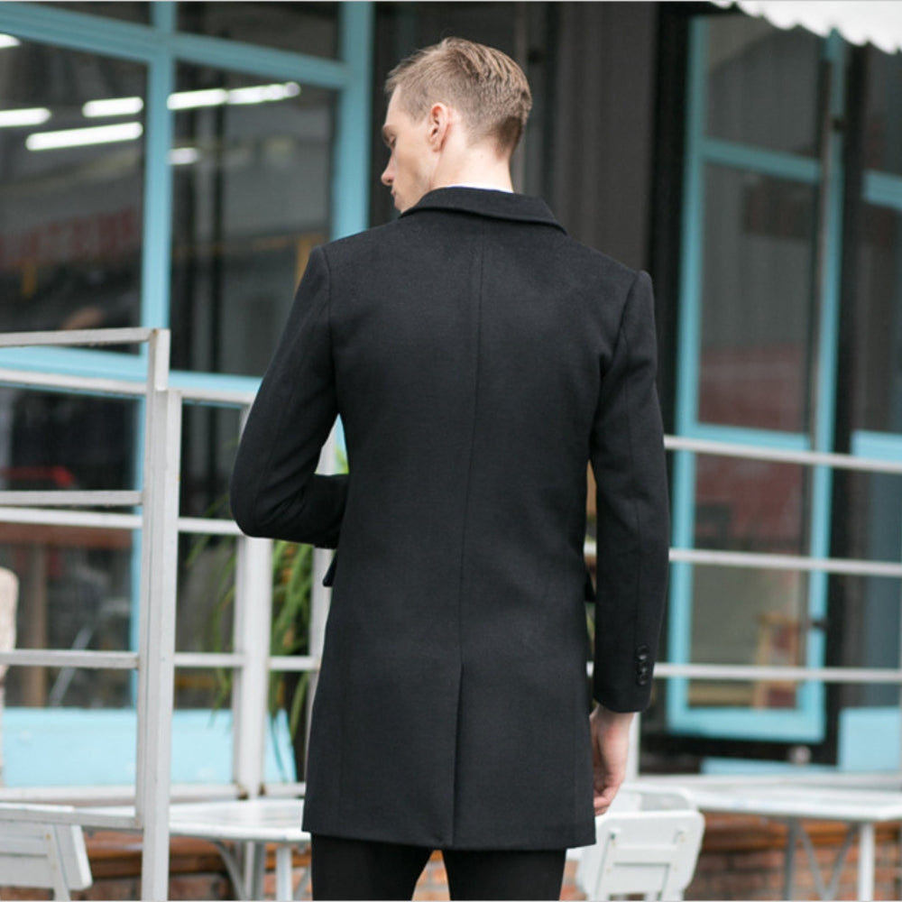 Old Money Mid-Length Double-Breasted Woolen Coat
