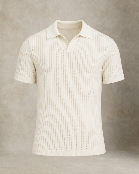 Knit Polo Shirt White — Norwood Saville