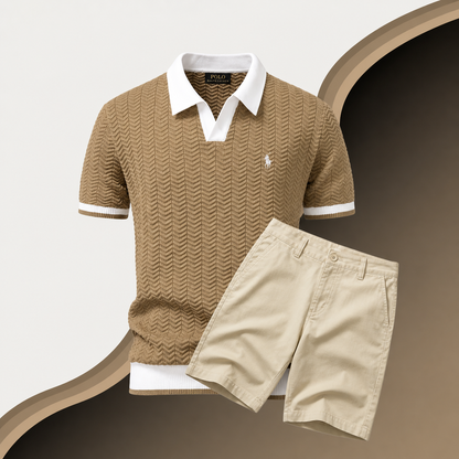 Men’s Slim Fit Cotton Shirt and Shorts Set