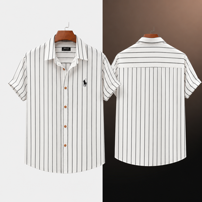 Men’s Relaxed Fit Striped Shirt and Shorts Set