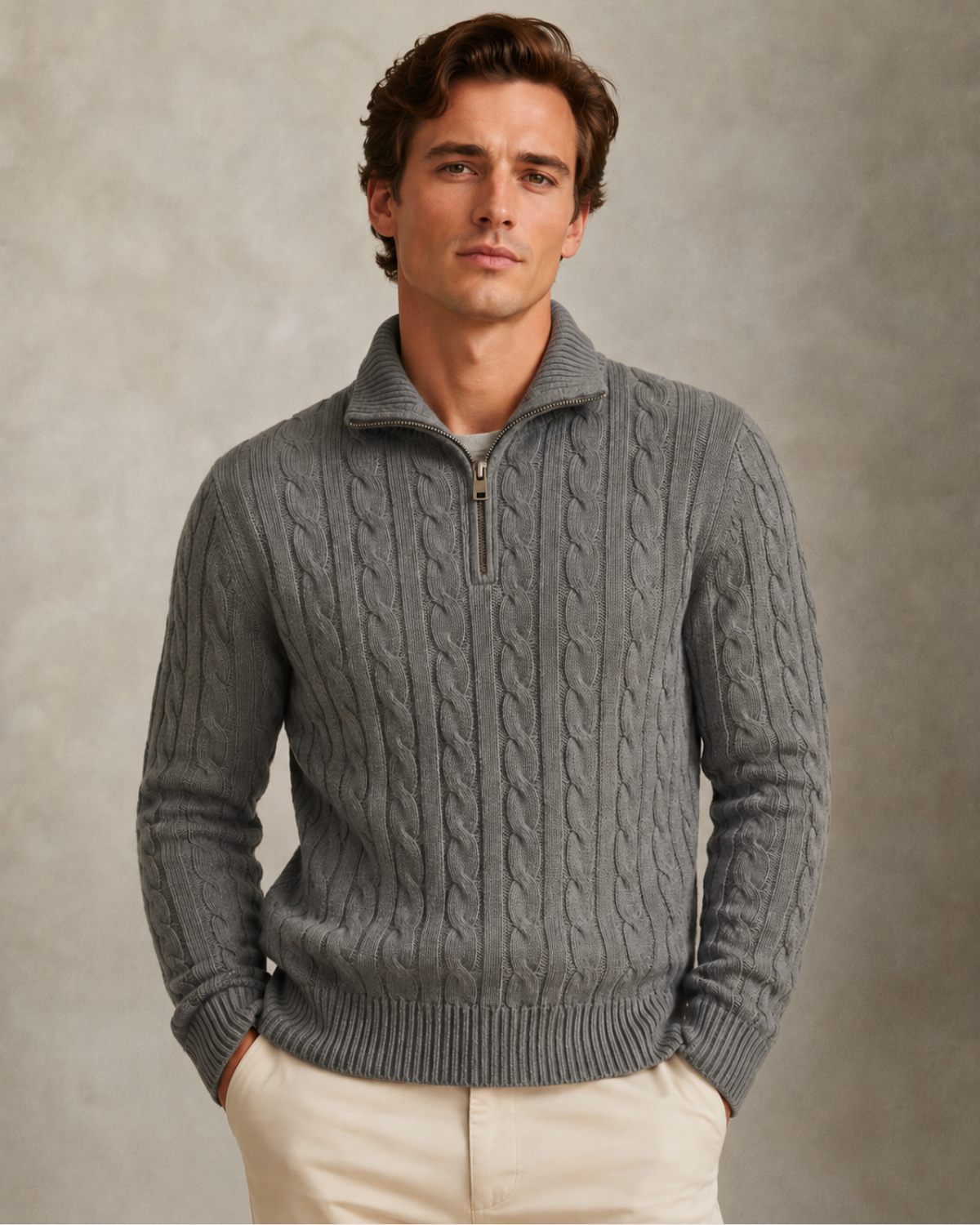 Men's Cable-Knit Quarter-Zip Sweater — Norwood Ashford