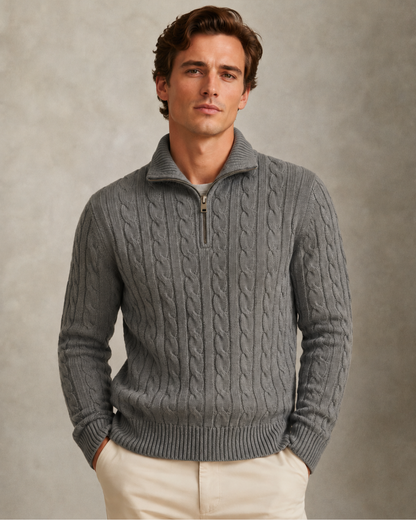 Men's Cable-Knit Quarter-Zip Sweater — Norwood Ashford