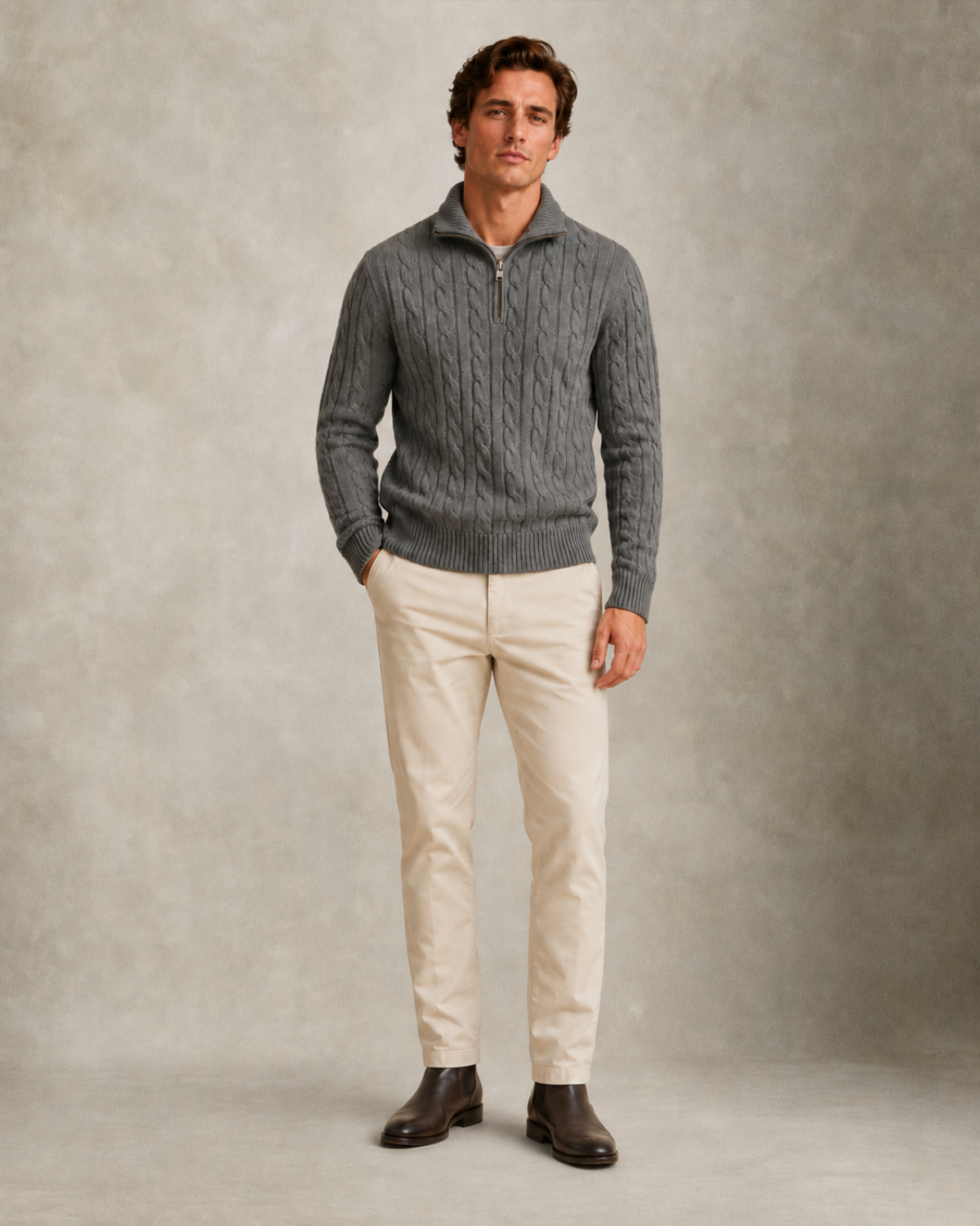 Men's Cable-Knit Quarter-Zip Sweater — Norwood Ashford