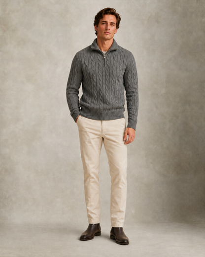 Men's Cable-Knit Quarter-Zip Sweater — Norwood Ashford