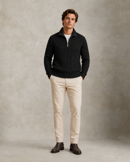 Men's Cable-Knit Quarter-Zip Sweater — Norwood Ashford