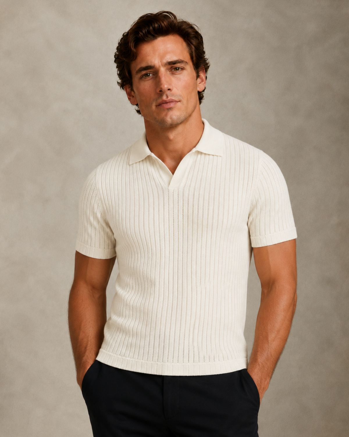 Knit Polo Shirt White — Norwood Saville