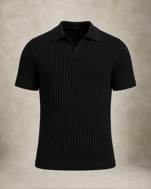 Knit Polo Shirt Black — Norwood Saville