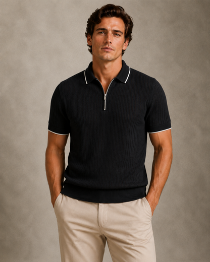Knit Polo Shirt Black — Norwood Saville