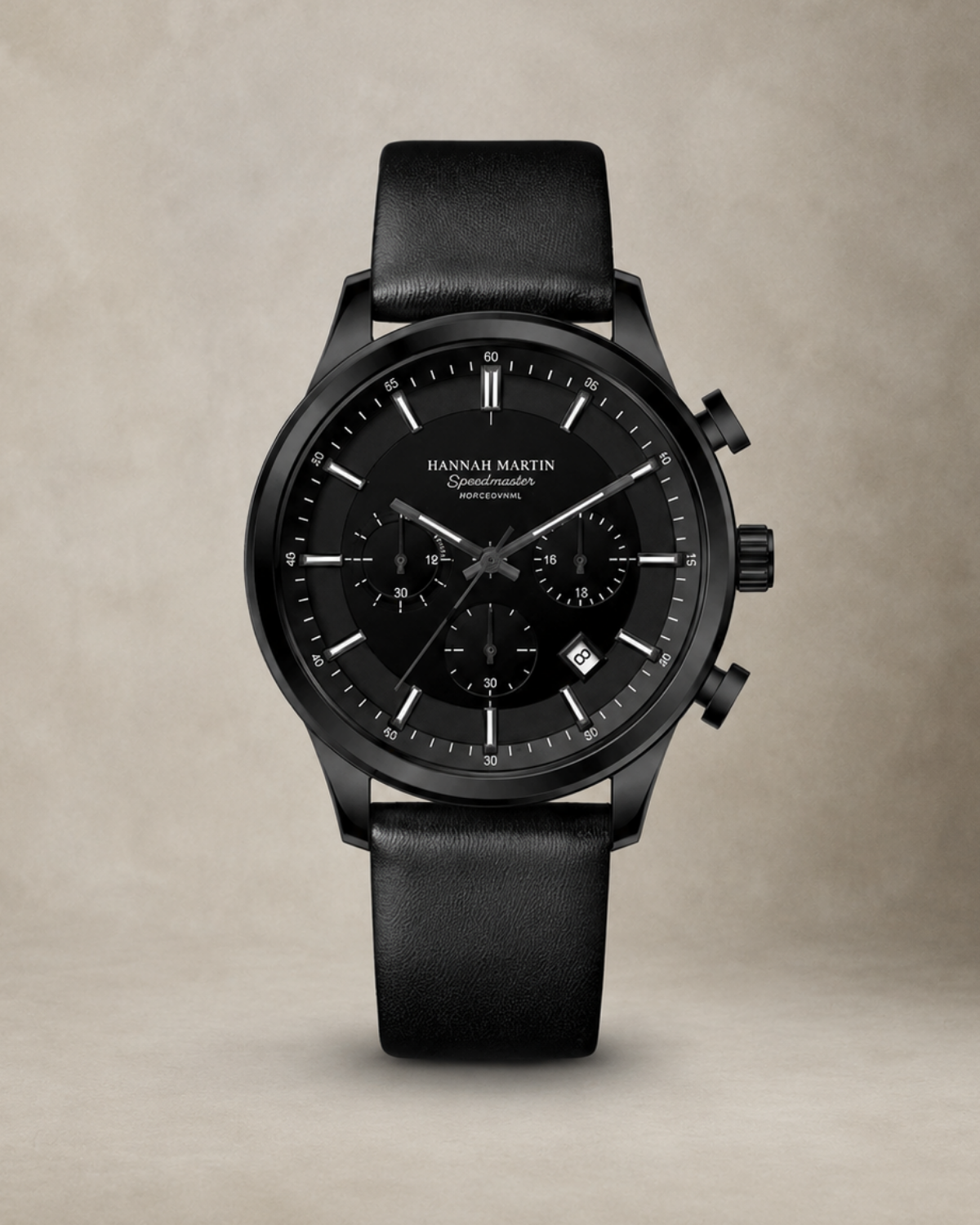 Men's Black Leather Watch — Norwood Luxemiro