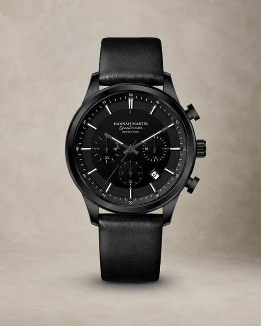 Men's Black Leather Watch — Norwood Luxemiro