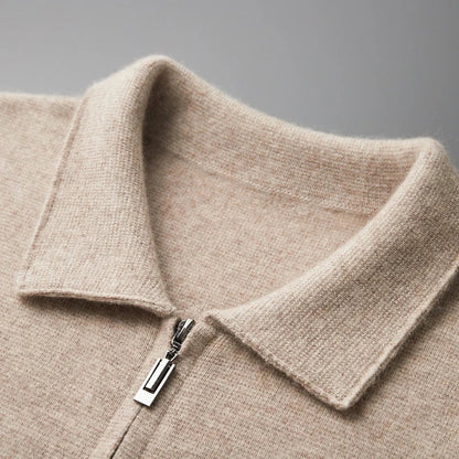 Old Money Men’s Cashmere Knitted Zip-Through Jacket