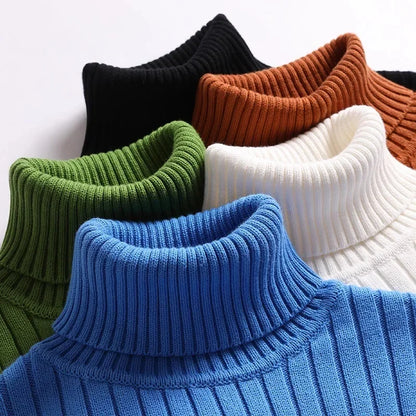 Old Money Ribbed Knit Turtleneck Sweater