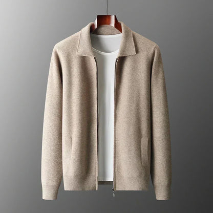 Old Money Men’s Cashmere Knitted Zip-Through Jacket