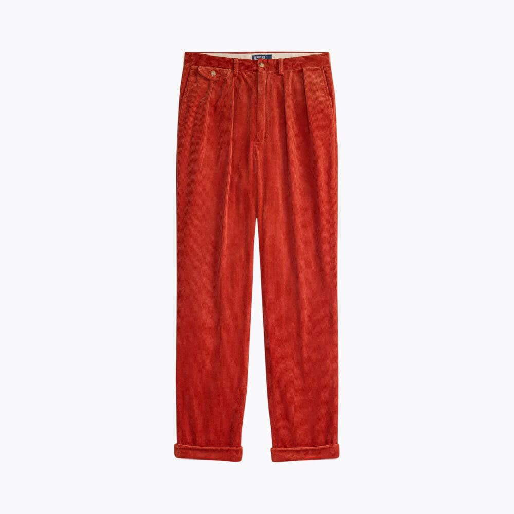 Men’s Relaxed Fit Pleated Cotton Corduroy Pants