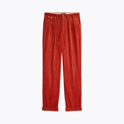 Men’s Relaxed Fit Pleated Cotton Corduroy Pants