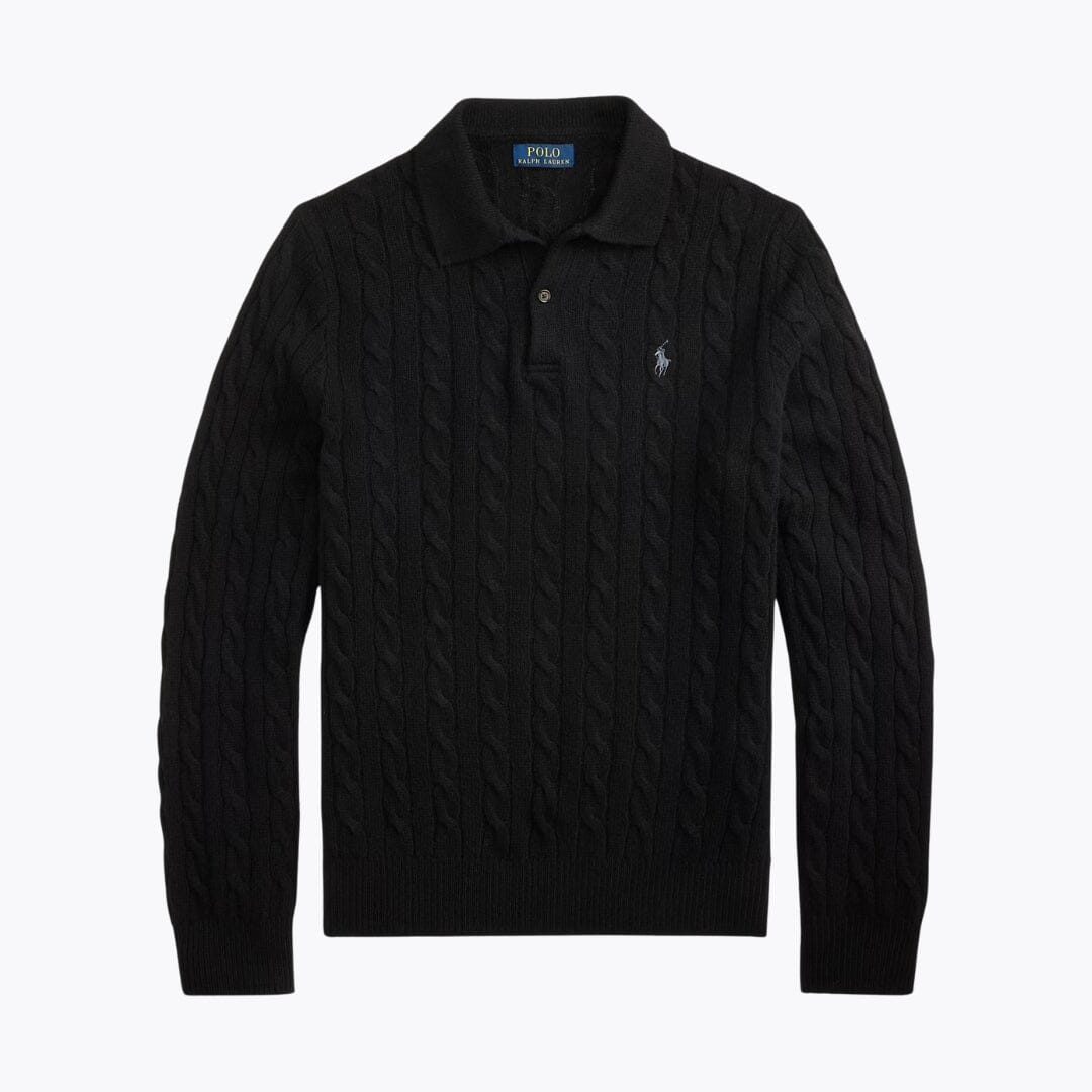 Men’s Wool-Cashmere Button-Collar Sweater