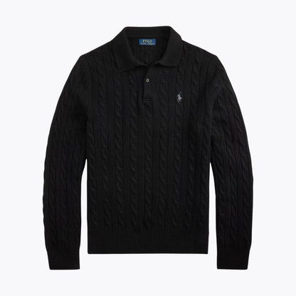 Men’s Wool-Cashmere Button-Collar Sweater