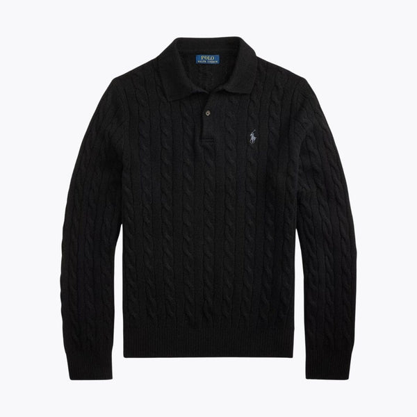 Men’s Wool-Cashmere Button-Collar Sweater