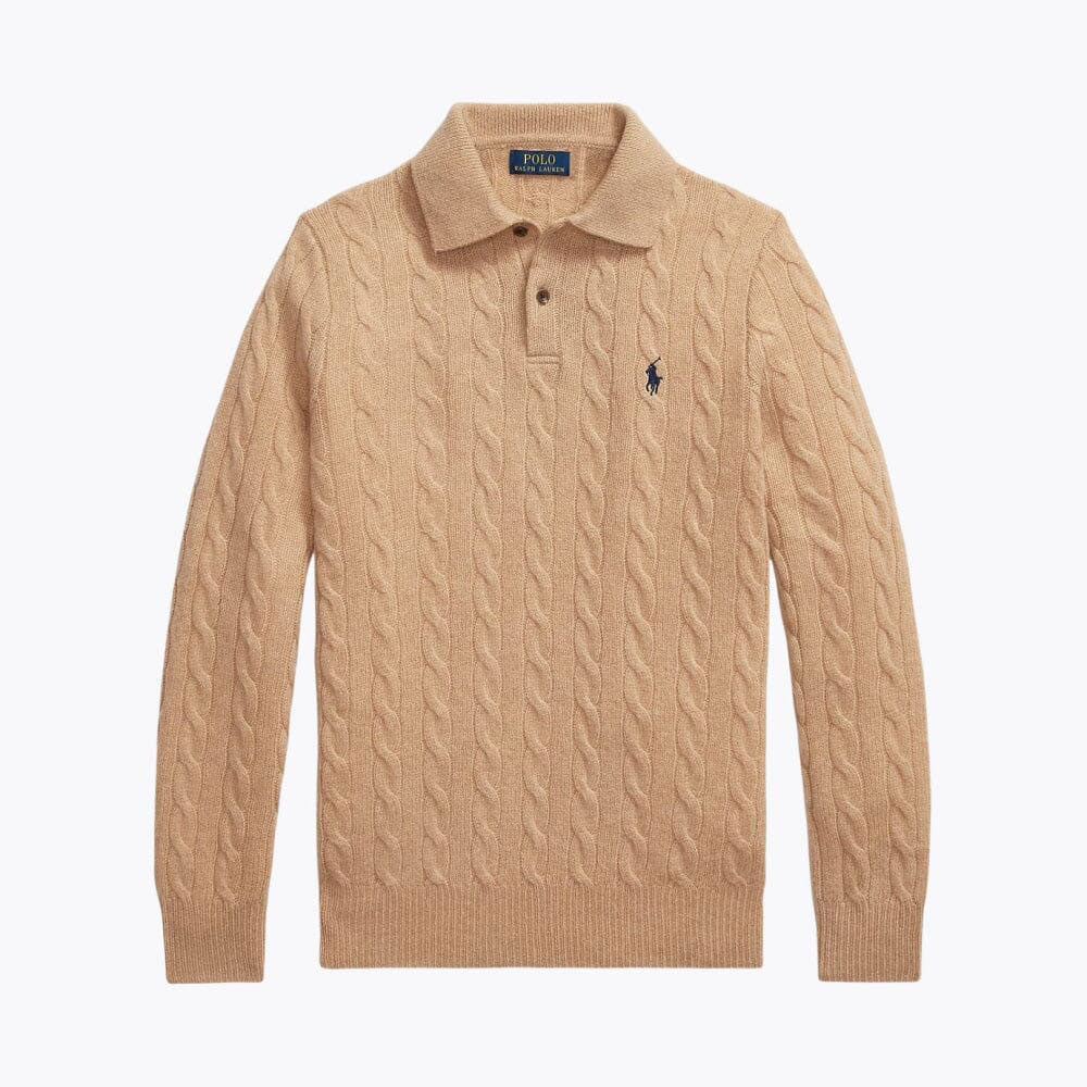 Men’s Wool-Cashmere Button-Collar Sweater