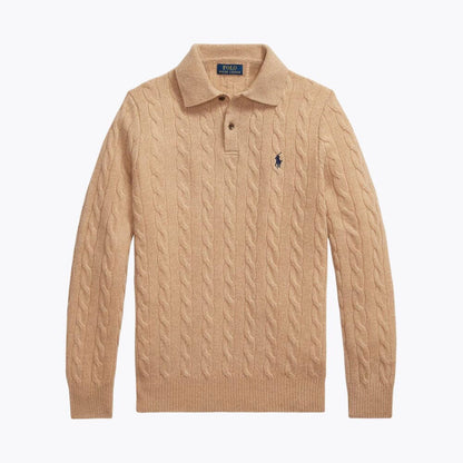 Men’s Wool-Cashmere Button-Collar Sweater