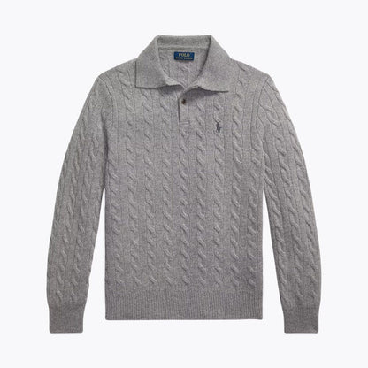 Men’s Wool-Cashmere Button-Collar Sweater